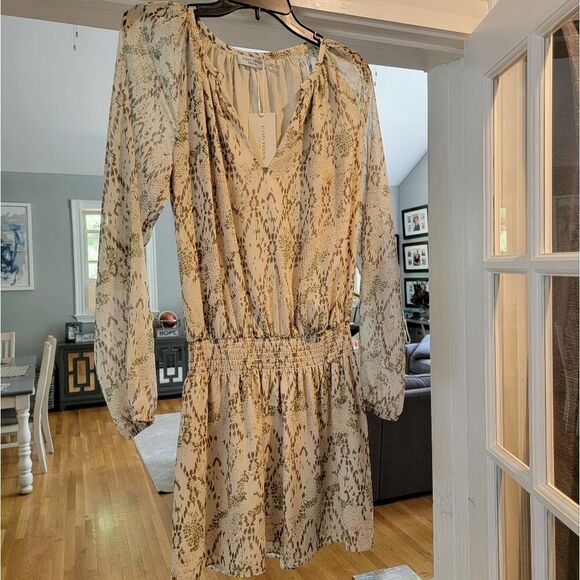 Ramy Brook Women's Anika Long Sleeve Split V-neck Printed Dress Size Sma… - Picture 1 of 15